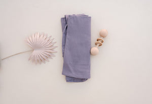 NEW BABY SWADDLE IN RIBBED PURPLE