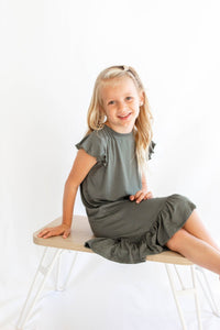Halle Nightgown in Olive, Kids Nightgown, Baby Nightgown, Toddler Nightgown, Girl Nightgown, Christmas Pajamas
