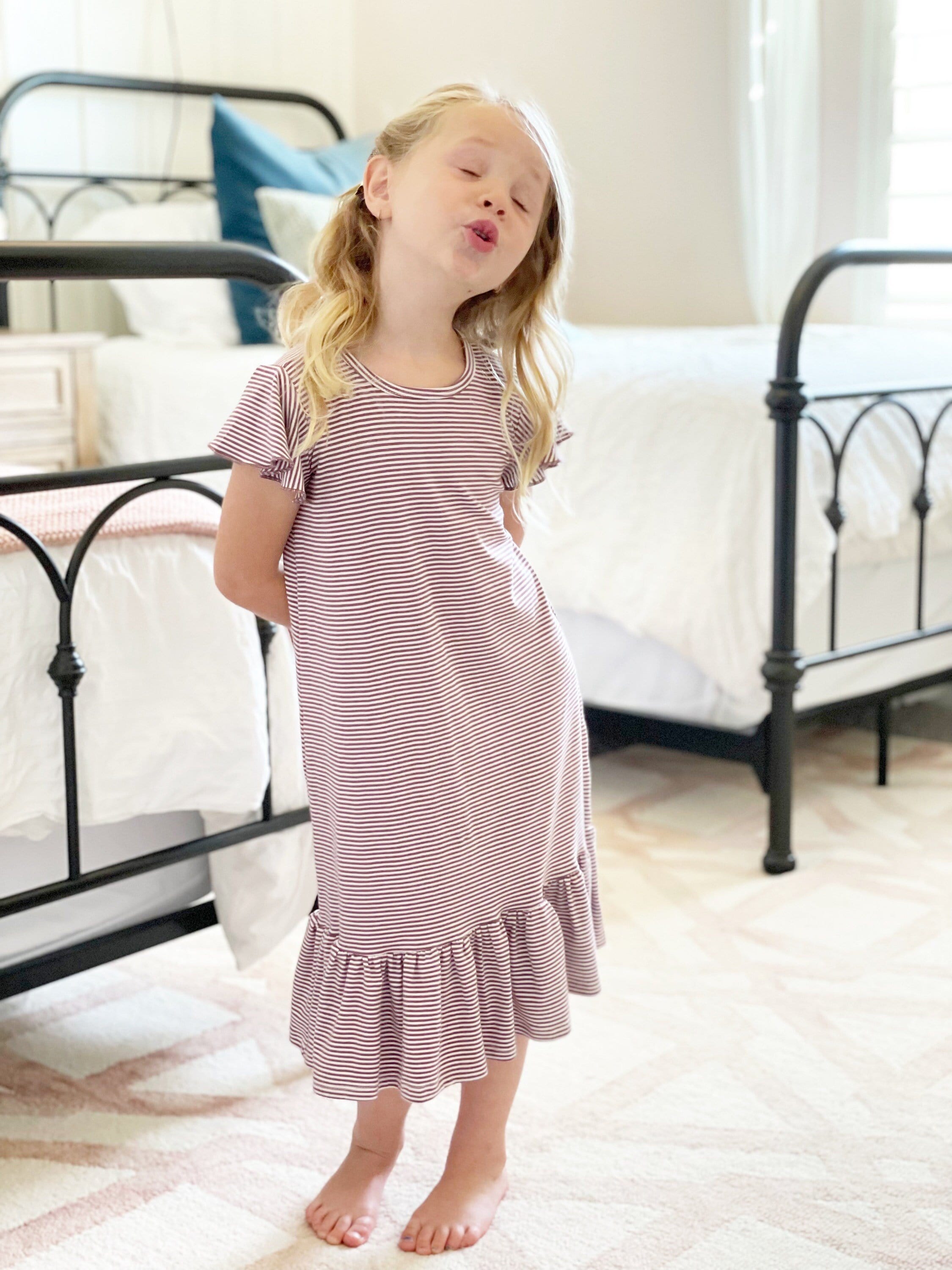 NEW** Halle Nightgown Russet Stripe, Kids Nightgown, Baby Nightgown, Toddler Nightgown, Girl Nightgown, Toddler Gift, Baby Gift