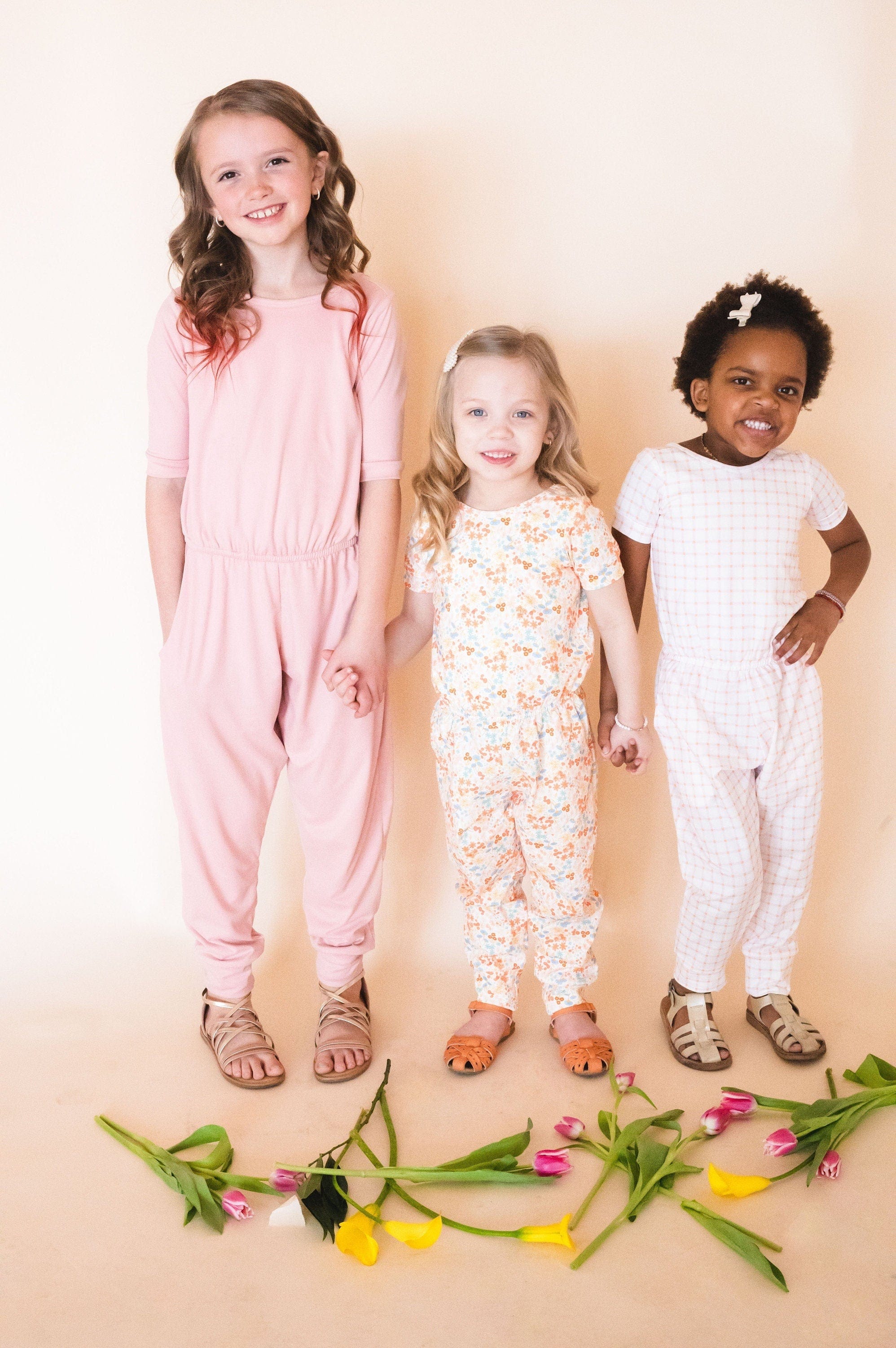 Kimmy Romper in Windowpane Pink, Girl Romper, Toddler Clothing, Girl Clothing, Pocket Romper, Short Sleeve, Long Pant Romper,Designer Fabric