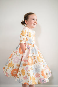 Janie Spin Dress in Meadow, Organic Knit, Designer, Girl Dress, Toddler Clothing, Girl Clothing, Pocket Dress, Summer Dress, Soft Dress