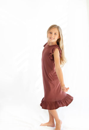 *SALE* HALLE NIGHTGOWN IN RIBBED RUSSET